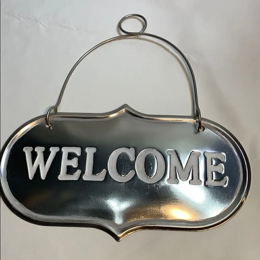 WELCOME Smith And Hawken Garden Sign Heavy Duty Aluminum White Lettering